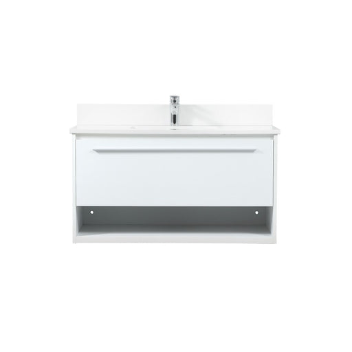 Elegant Roman 36" Single Bathroom Vanity, White/Backsplash - VF43536MWH-BS