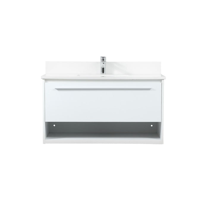 Elegant Roman 36" Single Bathroom Vanity, White/Backsplash - VF43536MWH-BS