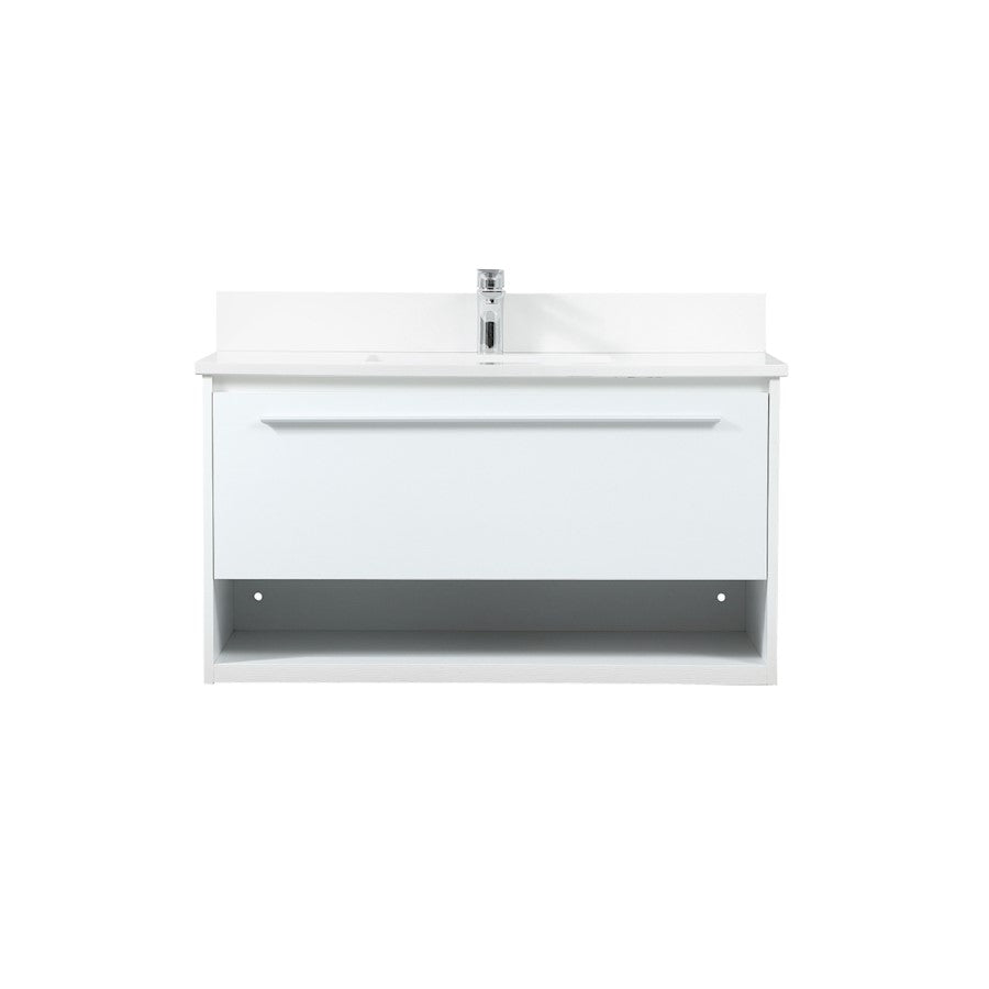 Elegant Roman 36" Single Bathroom Vanity, White/Backsplash - VF43536MWH-BS