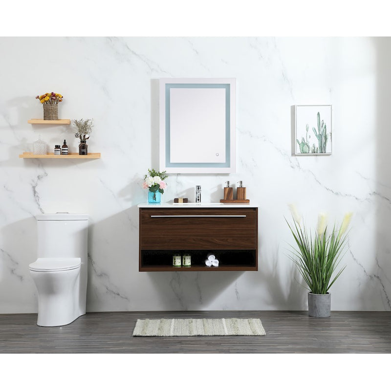 Elegant Roman 36" Single Bathroom Vanity, White/Backsplash