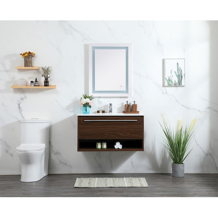 Elegant Roman 36" Single Bathroom Vanity, White/Backsplash