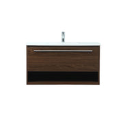 Elegant Kitchen/Bath Roman 36" Single Bathroom Vanity, Walnut - VF43536MWT