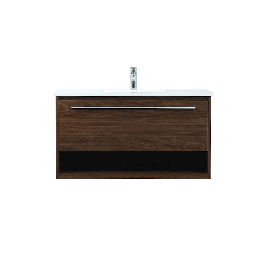 Elegant Kitchen/Bath Roman 36" Single Bathroom Vanity, Walnut - VF43536MWT