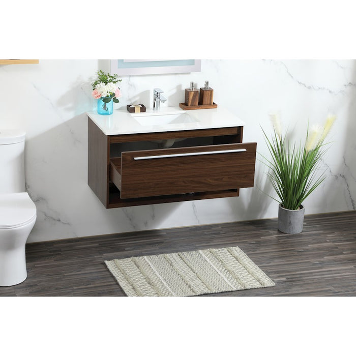Elegant Kitchen/Bath Roman 36" Single Bathroom Vanity, Walnut