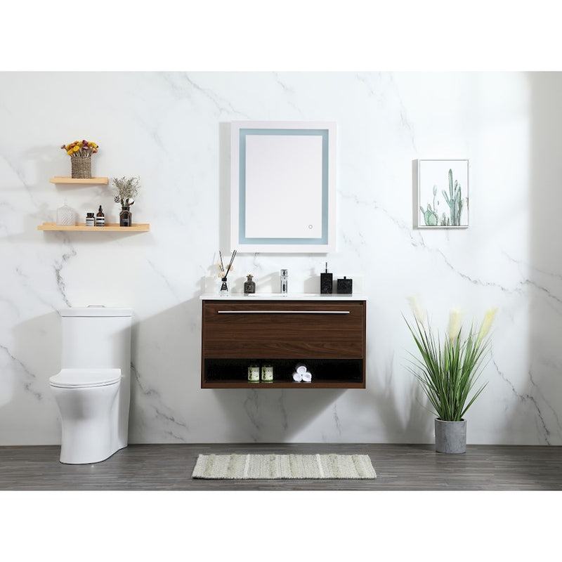 Elegant Kitchen/Bath Roman 36" Single Bathroom Vanity, Walnut