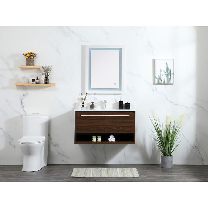Elegant Kitchen/Bath Roman 36" Single Bathroom Vanity, Walnut