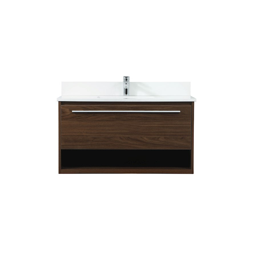 Elegant Roman 36" Single Bathroom Vanity, Walnut/Backsplash - VF43536MWT-BS
