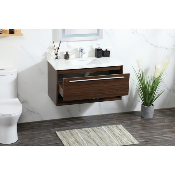 Elegant Roman 36" Single Bathroom Vanity, Walnut/Backsplash