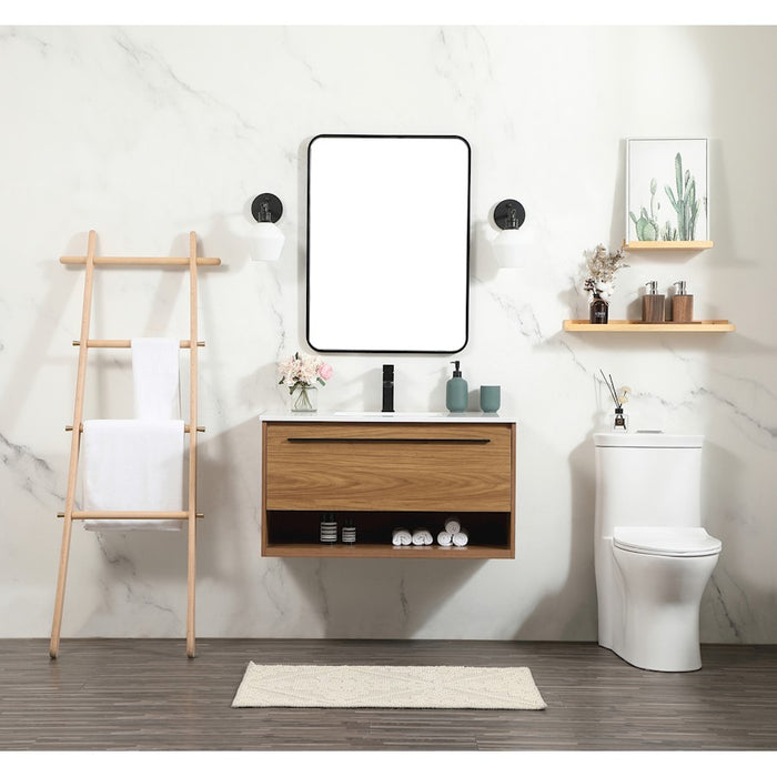 Elegant Roman 36" Single Bathroom Vanity, Walnut/Backsplash