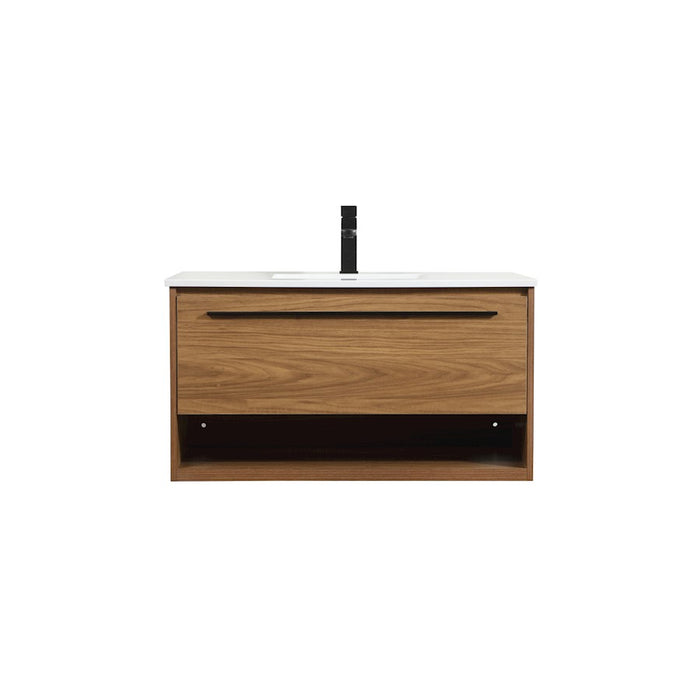Elegant Kitchen/Bath Roman 36" Single Bathroom Vanity, Walnut Brown - VF43536WB