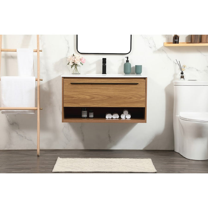 Elegant Kitchen/Bath Roman 36" Single Bathroom Vanity, Walnut Brown