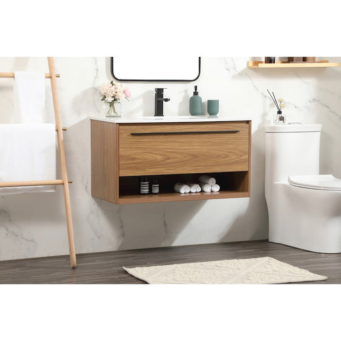 Elegant Kitchen/Bath Roman 36" Single Bathroom Vanity, Walnut Brown