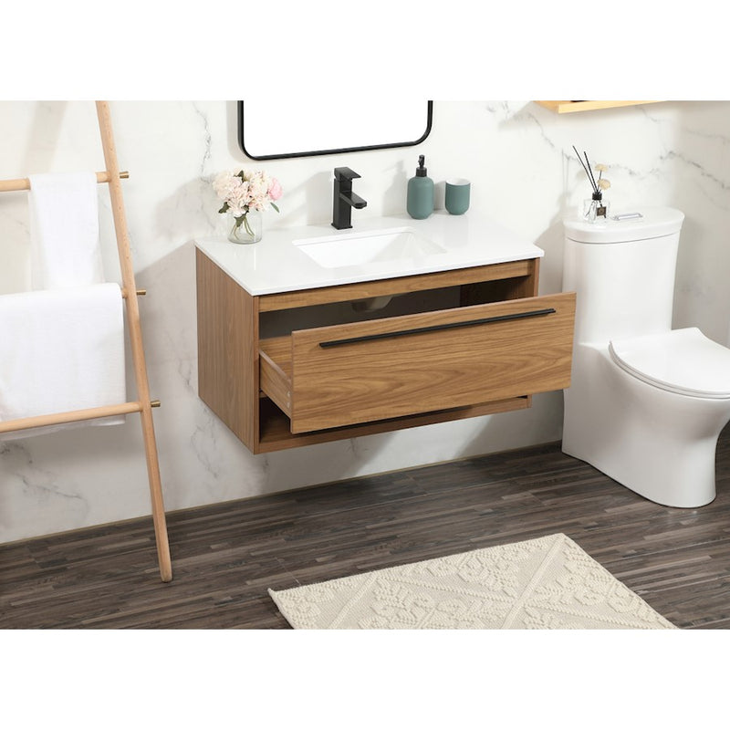 Elegant Kitchen/Bath Roman 36" Single Bathroom Vanity, Walnut Brown