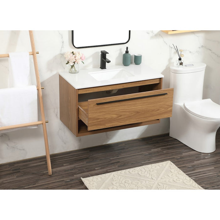 Elegant Kitchen/Bath Roman 36" Single Bathroom Vanity, Walnut Brown