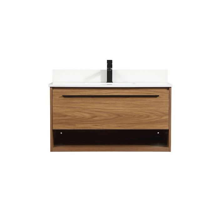 Elegant Roman 36" Single Bathroom Vanity, Walnut Brown/Backsplash - VF43536WB-BS