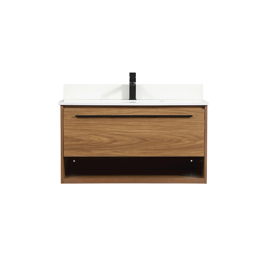 Elegant Roman 36" Single Bathroom Vanity, Walnut Brown/Backsplash - VF43536WB-BS