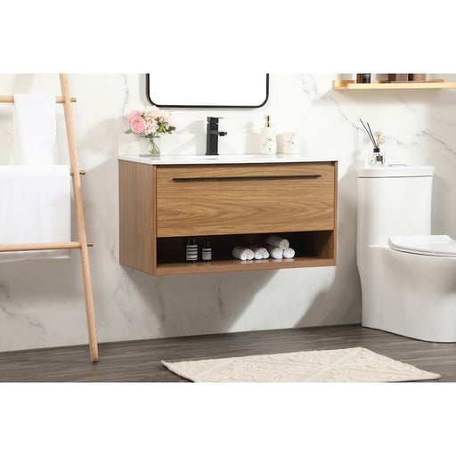 Elegant Roman 36" Single Bathroom Vanity, Walnut Brown/Backsplash