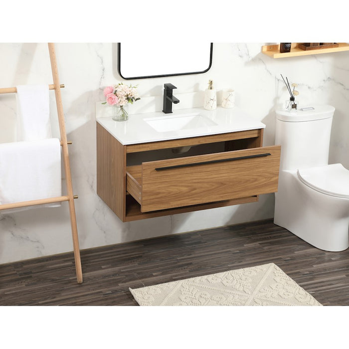 Elegant Roman 36" Single Bathroom Vanity, Walnut Brown/Backsplash