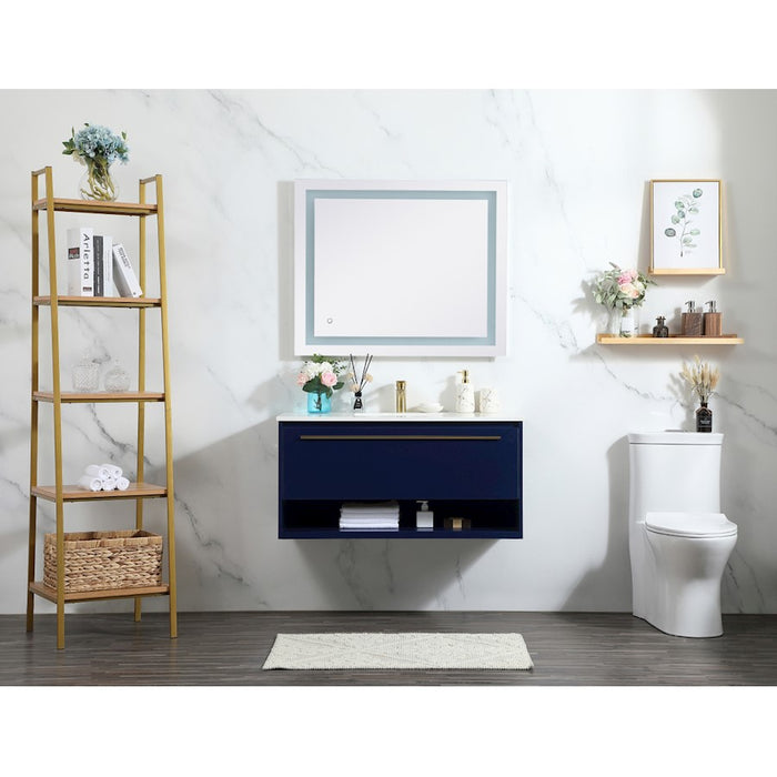 Elegant Roman 36" Single Bathroom Vanity, Walnut Brown/Backsplash