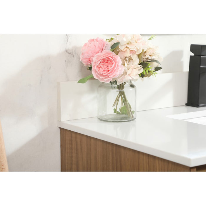 Elegant Roman 36" Single Bathroom Vanity, Walnut Brown/Backsplash