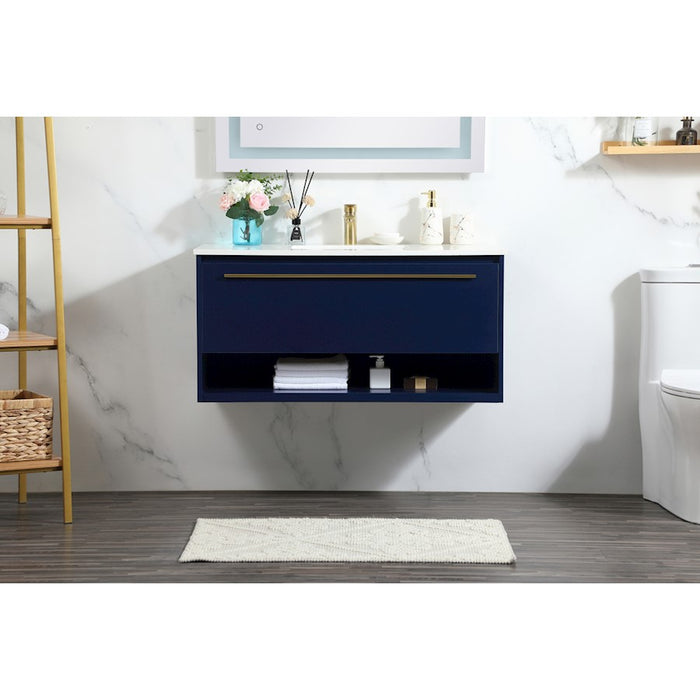 Elegant Kitchen/Bath Roman 40" Single Bathroom Vanity, Blue