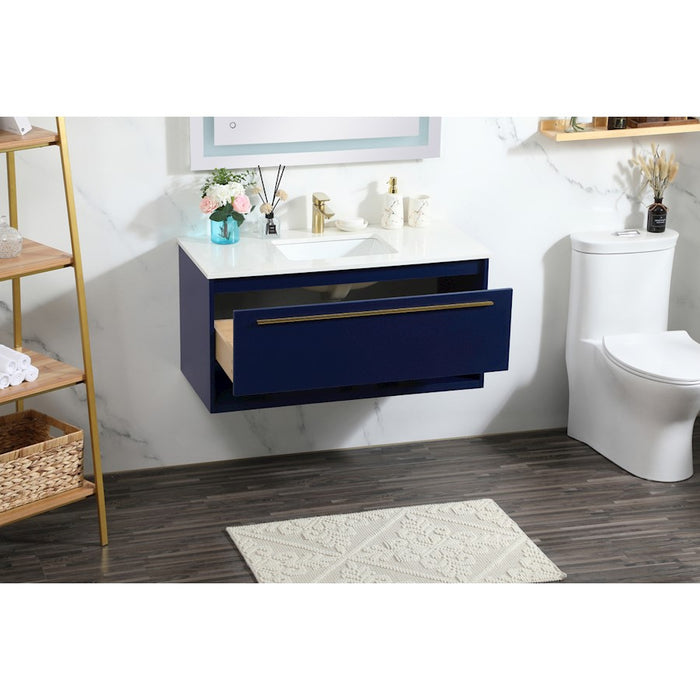 Elegant Kitchen/Bath Roman 40" Single Bathroom Vanity, Blue