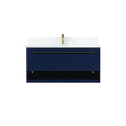 Elegant Roman 40" Single Bathroom Vanity, Blue/Backsplash - VF43540MBL-BS
