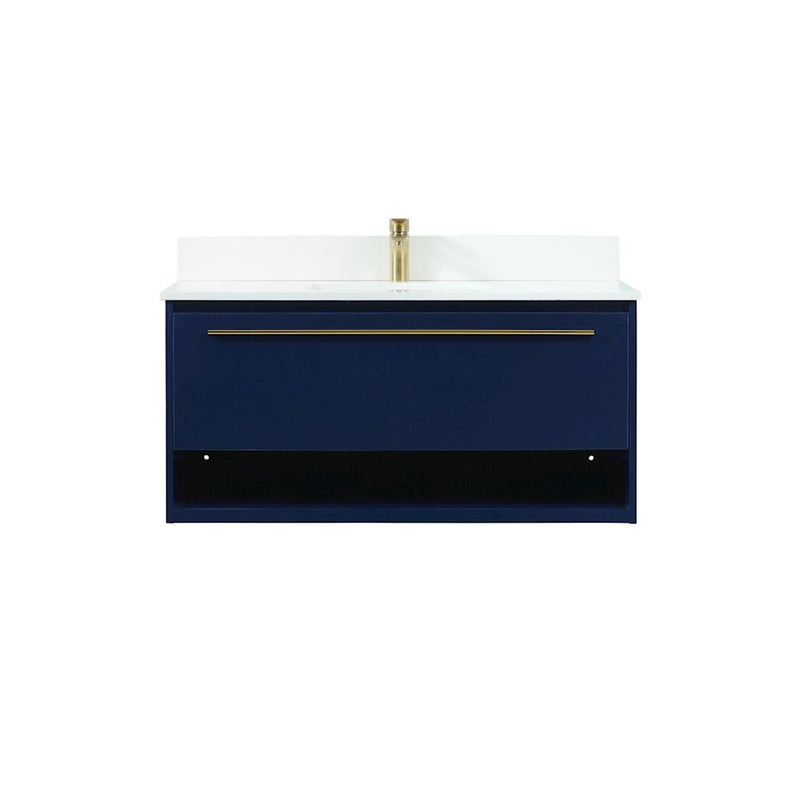 Elegant Roman 40" Single Bathroom Vanity, Blue/Backsplash - VF43540MBL-BS