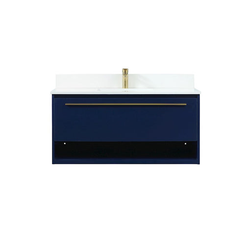 Elegant Roman 40" Single Bathroom Vanity, Blue/Backsplash - VF43540MBL-BS