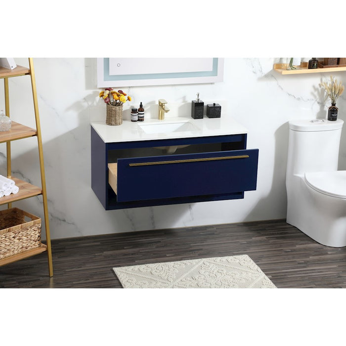 Elegant Roman 40" Single Bathroom Vanity, Blue/Backsplash