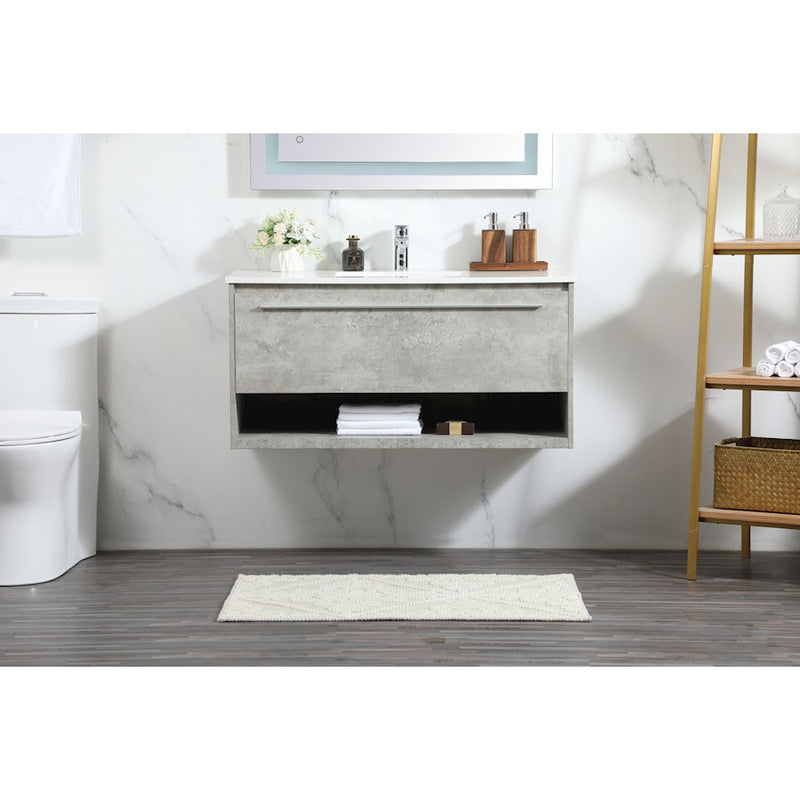 Elegant Roman 40" Single Bathroom Vanity, Concrete Grey