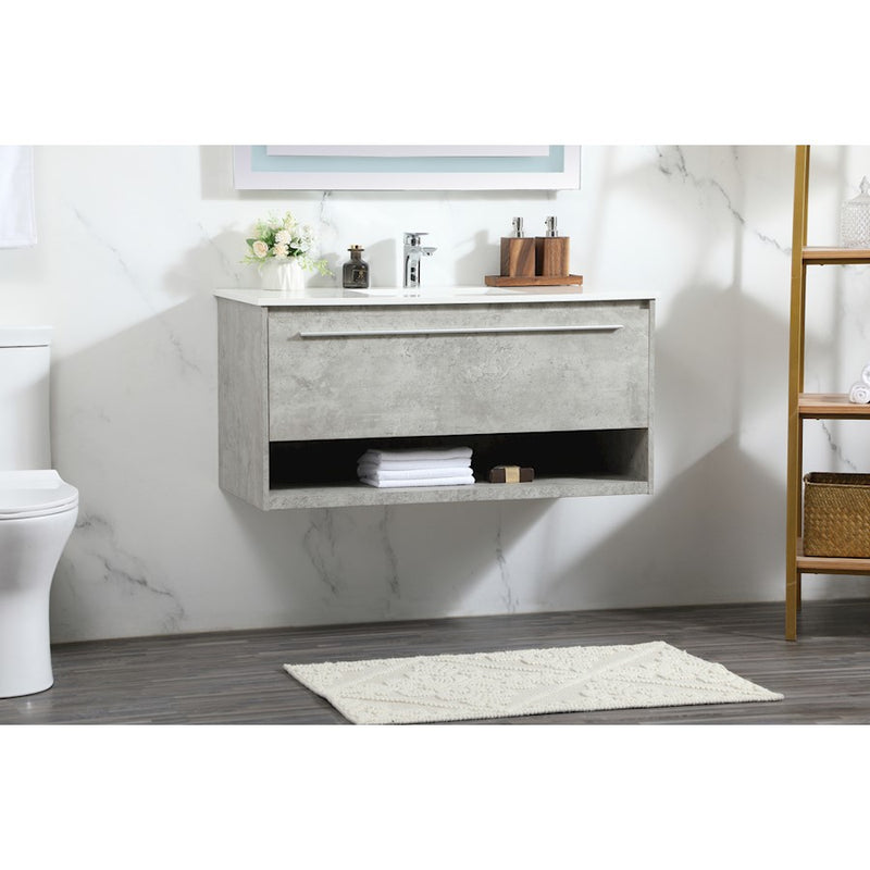 Elegant Roman 40" Single Bathroom Vanity, Concrete Grey