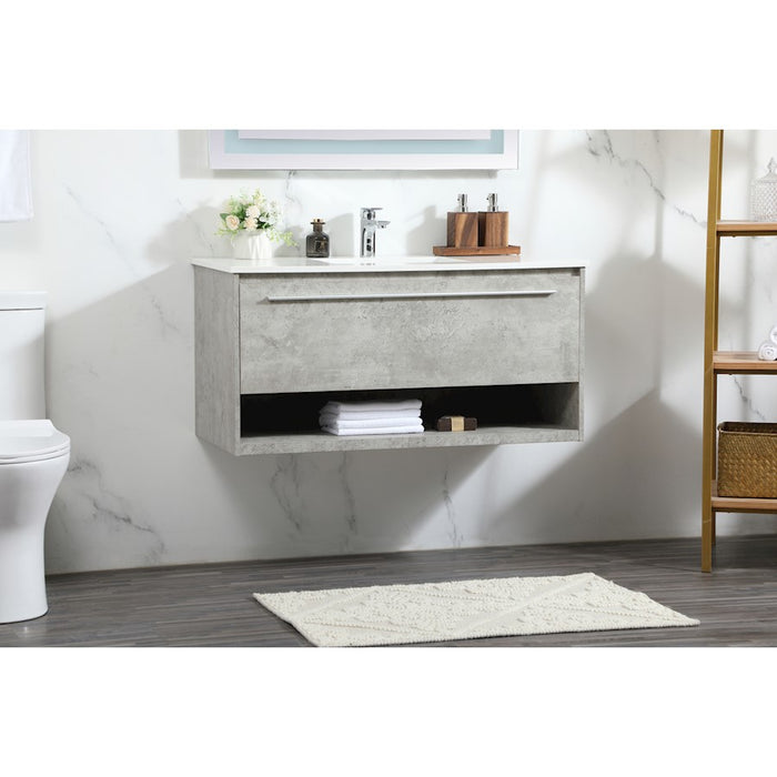 Elegant Roman 40" Single Bathroom Vanity, Concrete Grey