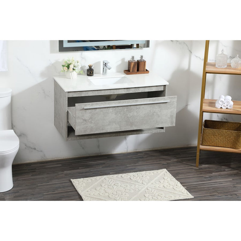 Elegant Roman 40" Single Bathroom Vanity, Concrete Grey