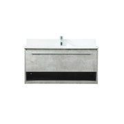 Elegant Roman 40" Single Vanity, Concrete Grey/Backsplash - VF43540MCG-BS