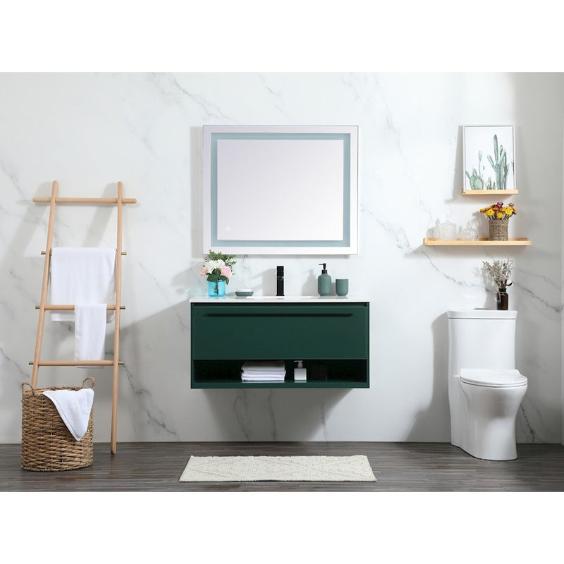 Elegant Roman 40" Single Vanity, Concrete Grey/Backsplash