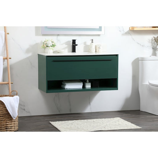 Elegant Roman 40" Single Bathroom Vanity, Green/Backsplash
