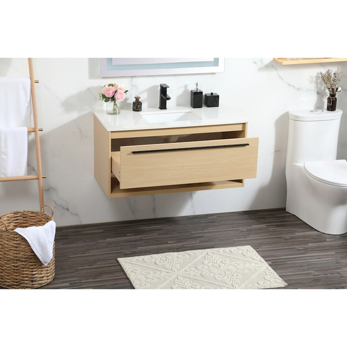 Elegant Kitchen/Bath Roman 40" Single Bathroom Vanity, Maple