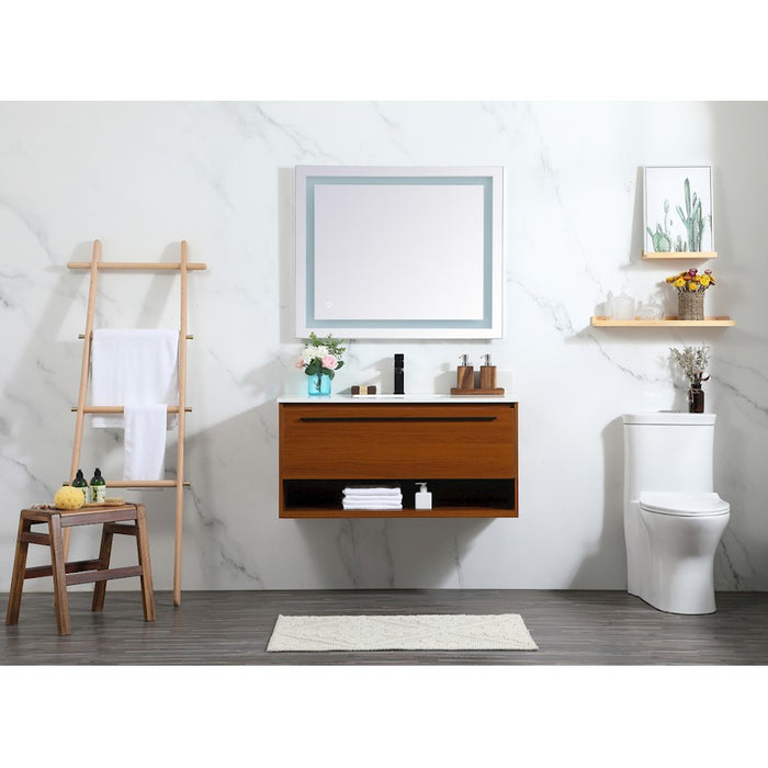 Elegant Kitchen/Bath Roman 40" Single Bathroom Vanity, Teak