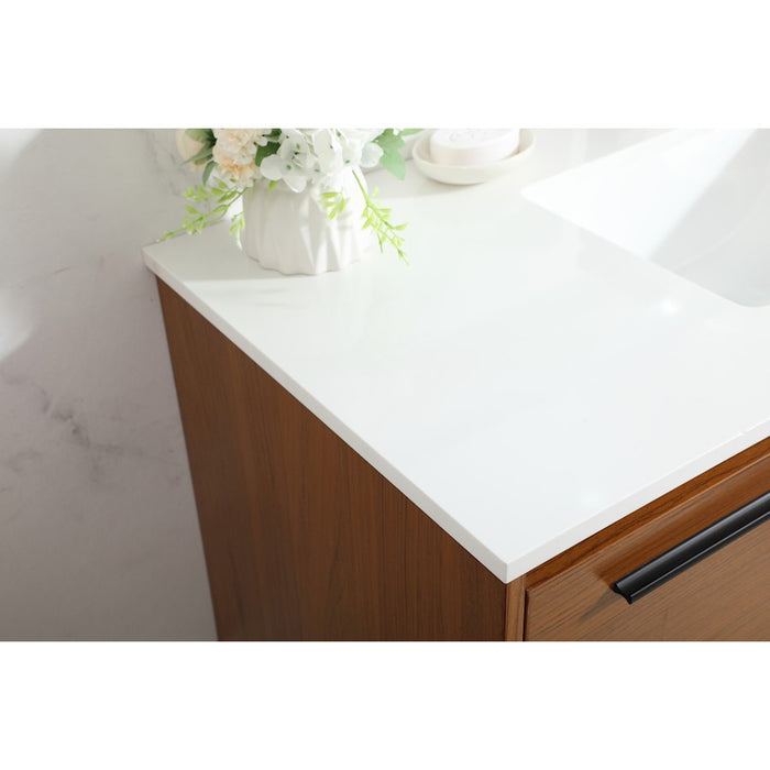 Elegant Kitchen/Bath Roman 40" Single Bathroom Vanity, Teak