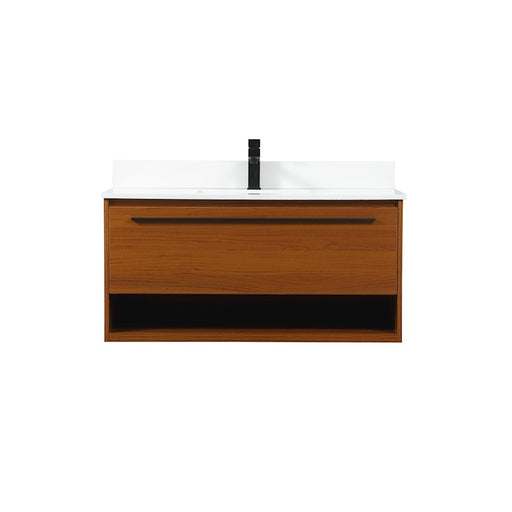 Elegant Roman 40" Single Bathroom Vanity, Teak/Backsplash - VF43540MTK-BS