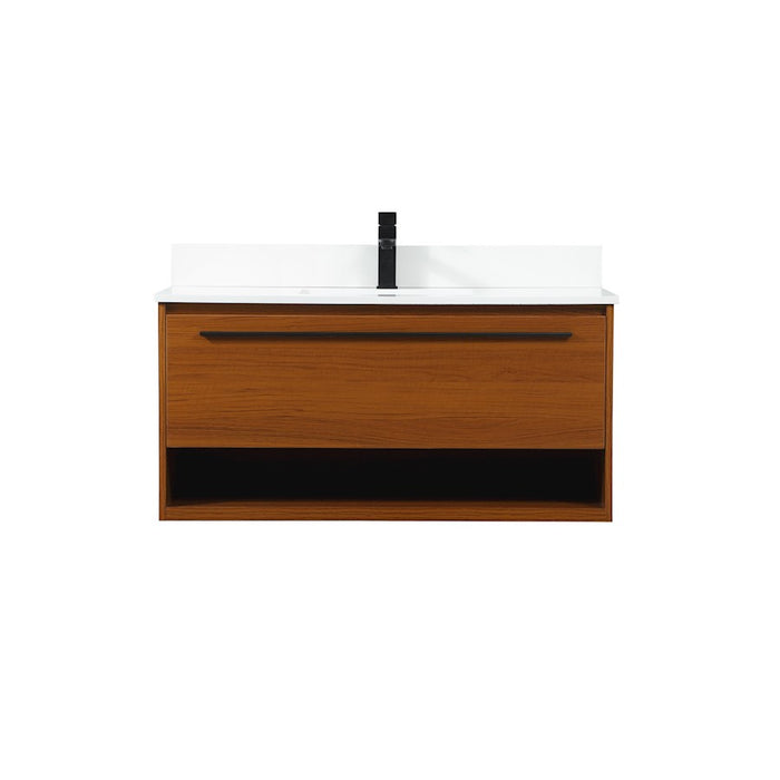Elegant Roman 40" Single Bathroom Vanity, Teak/Backsplash - VF43540MTK-BS