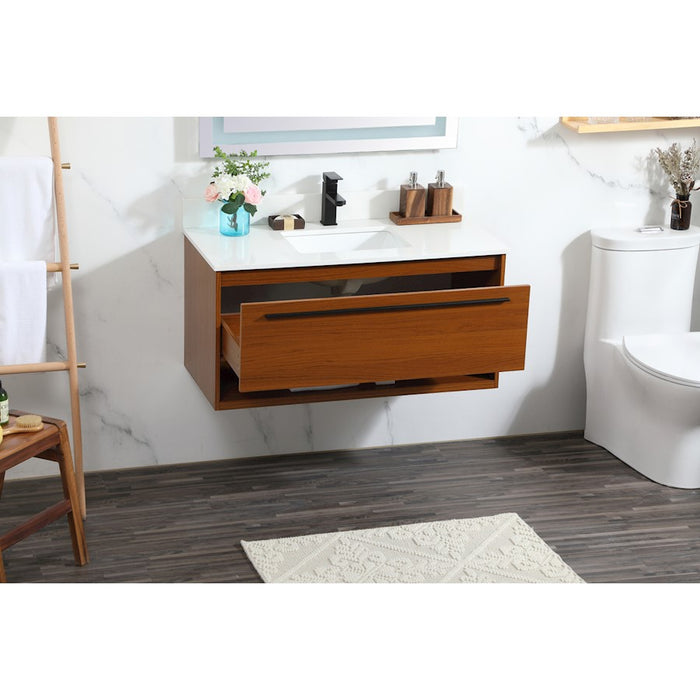 Elegant Roman 40" Single Bathroom Vanity, Teak/Backsplash
