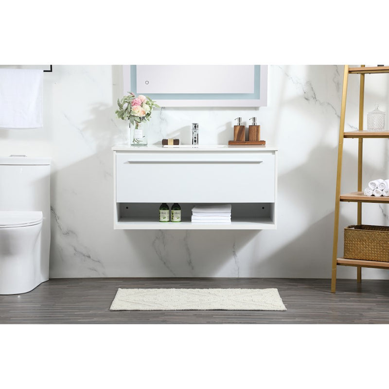 Elegant Kitchen/Bath Roman 40" Single Bathroom Vanity, White