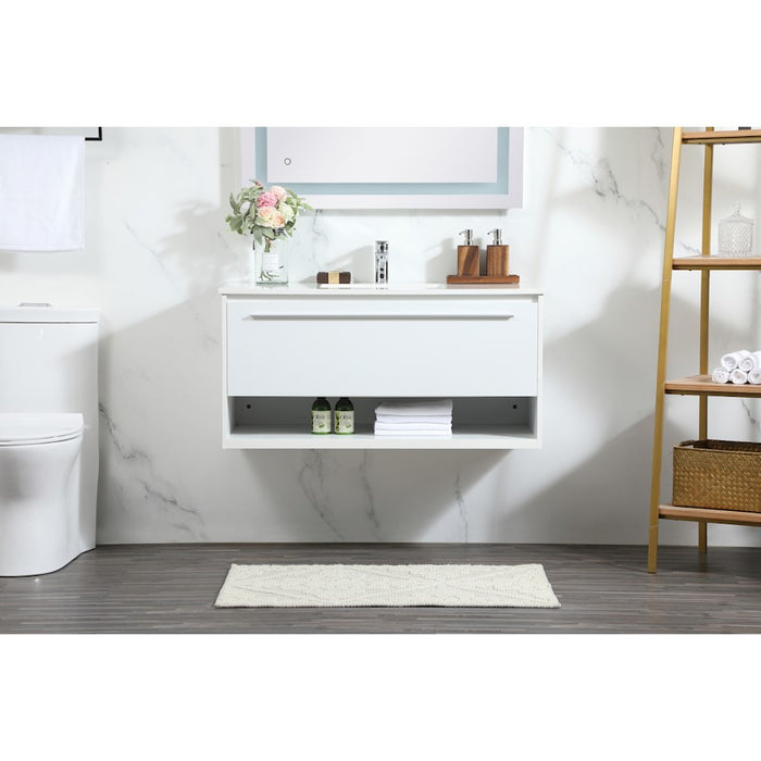 Elegant Kitchen/Bath Roman 40" Single Bathroom Vanity, White
