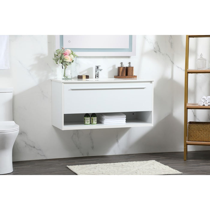 Elegant Kitchen/Bath Roman 40" Single Bathroom Vanity, White