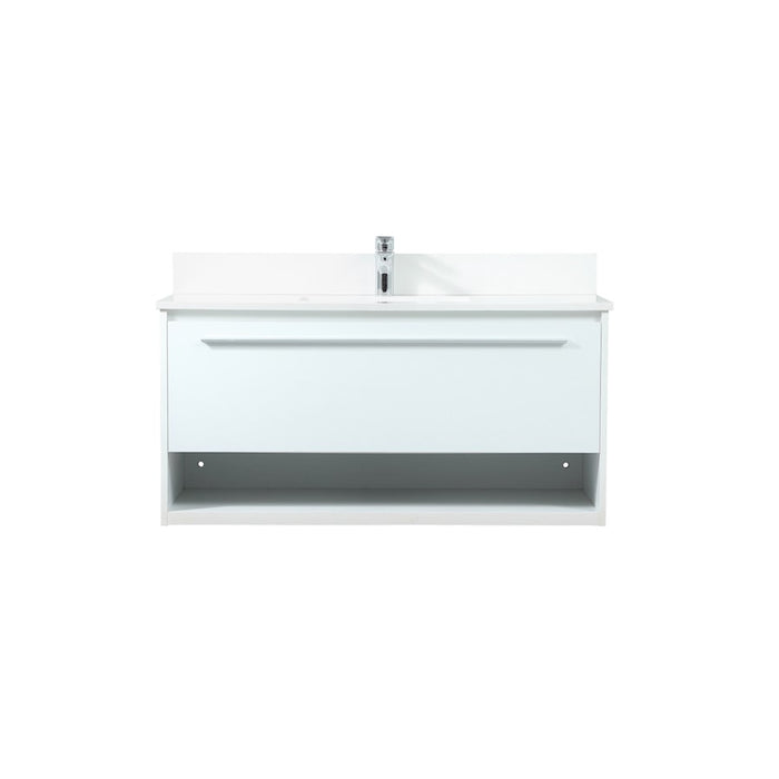 Elegant Roman 40" Single Bathroom Vanity, White/Backsplash - VF43540MWH-BS
