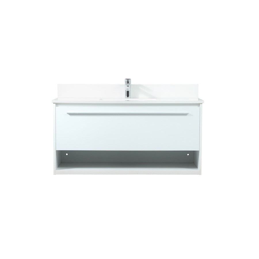 Elegant Roman 40" Single Bathroom Vanity, White/Backsplash - VF43540MWH-BS