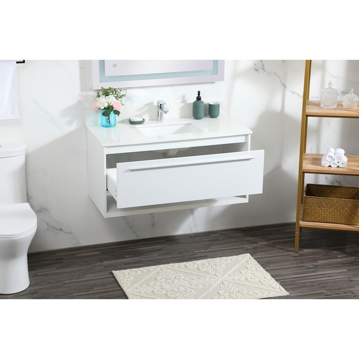 Elegant Roman 40" Single Bathroom Vanity, White/Backsplash