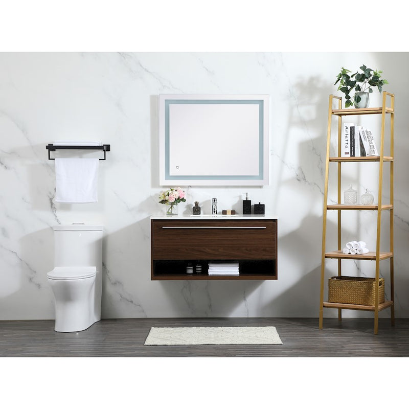 Elegant Roman 40" Single Bathroom Vanity, White/Backsplash
